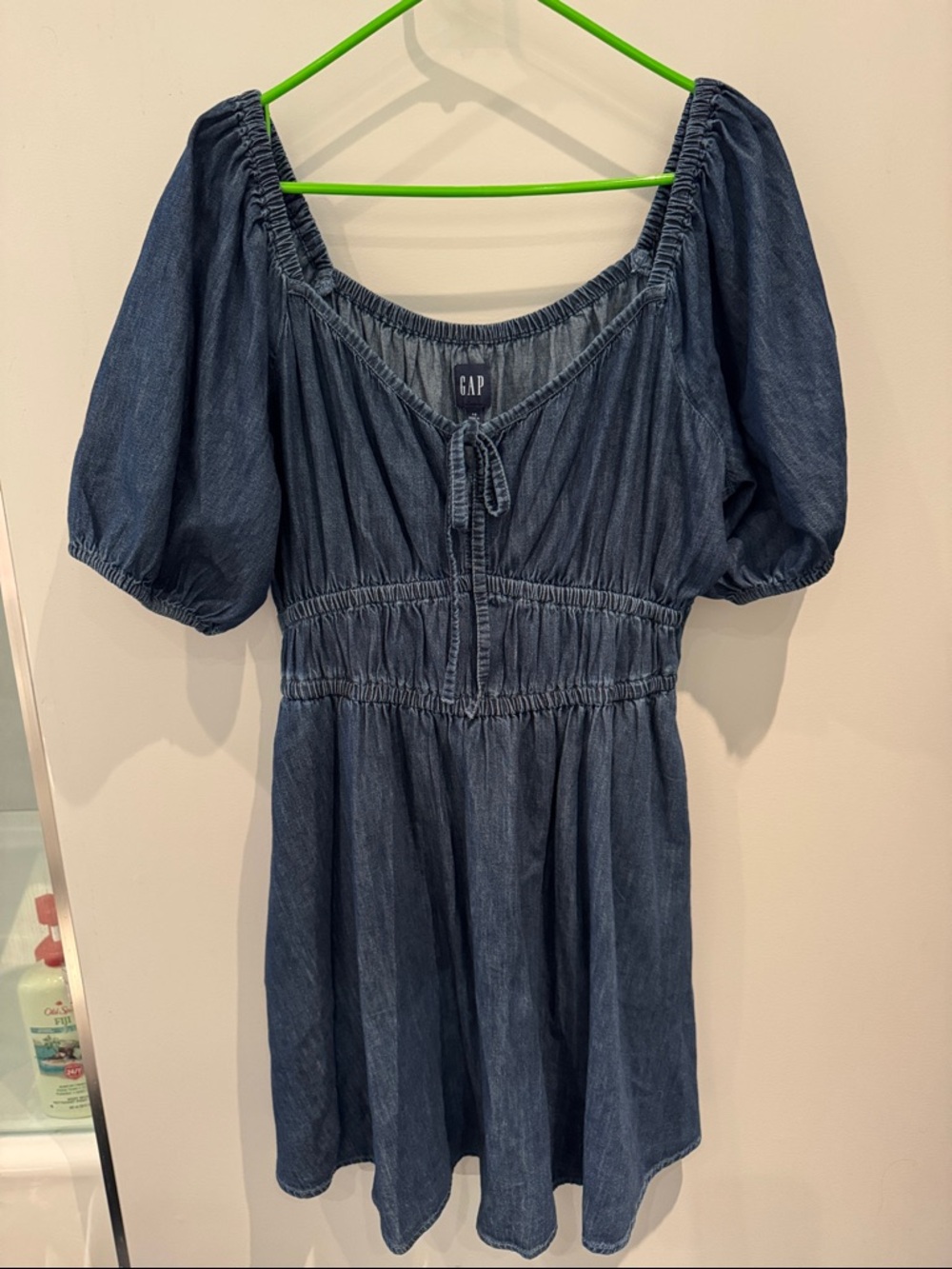 GAP Dark Blue Puff Sleeve Denim Dress